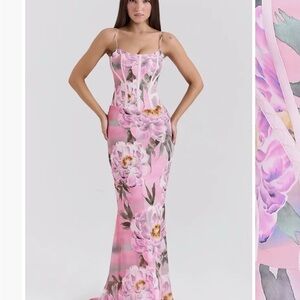 House of CB Pink Floral Maxi Dress